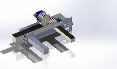 CAD view of the rack and pinion gripper mechanism